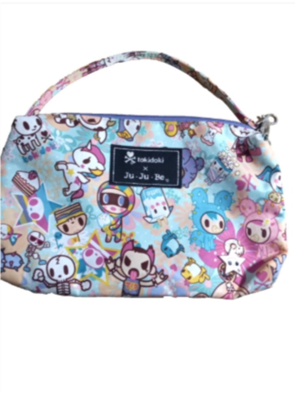 JuJuBe tokidoki Unikiki Be Quick Wristlet Pouch Kawaii Print Zip Bag Blue